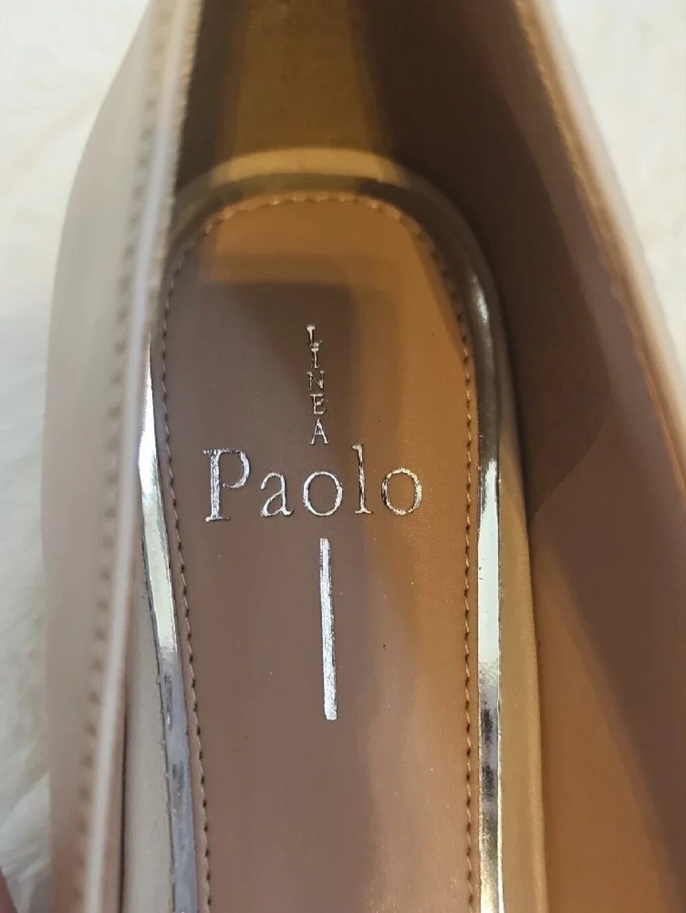 Paolo Women's Taupe Pointed Toe Nappa Leather Flats with Chain Accent